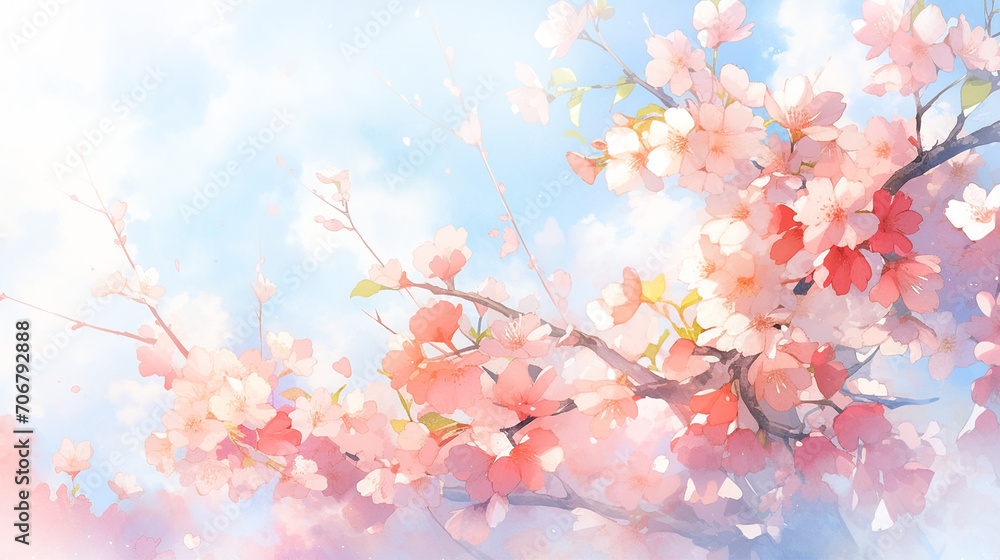桜の水彩画 ふわふわ優しい手描き風イラスト 桜の水彩画 ふわふわ優しい手描き風イラスト