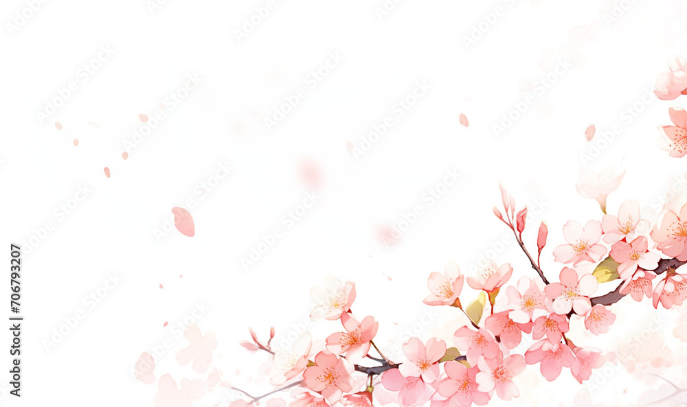 Fototapeta premium 桜の水彩画 ふわふわ優しい手描き風イラスト