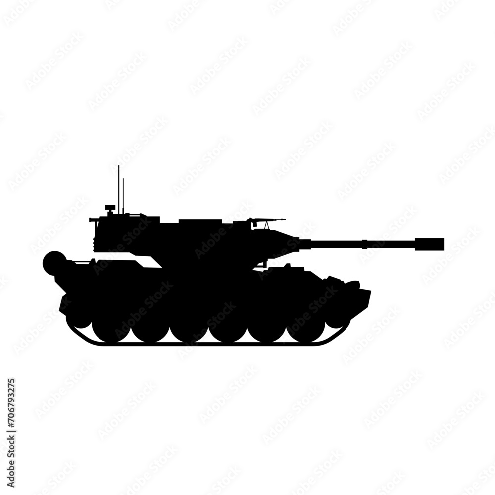 Military tank silhouette icon vector. Military vehicle silhouette for icon, symbol or sign. Armored tank symbol for military, war, conflict and attack