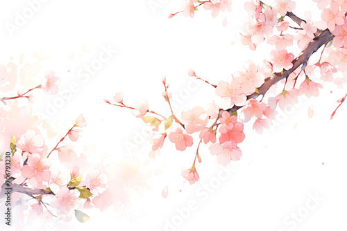 桜の水彩画　ふわふわ優しい手描き風イラスト © ヨーグル