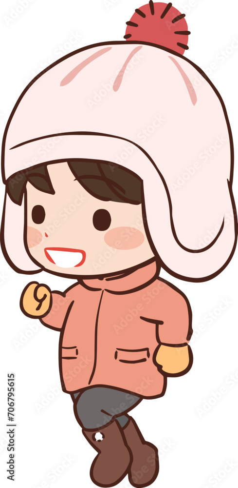 元気に走る冬の子どものイラスト 元気に走る冬の子どものイラスト