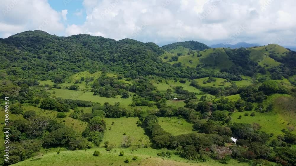 Aerial forward shot of green mountains with fields in Rainforest area of , Yucatan's , México. Aerial forward shot of green mountains with fields in Rainforest area of , Yucatan's , México.