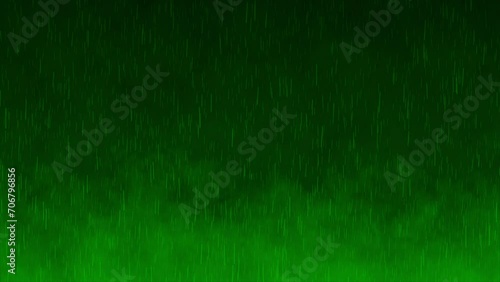 Rainfall animation overlay background motion graphics storm seamless raindrops falling thunderstorm overlay visual effect gradient dark green photo