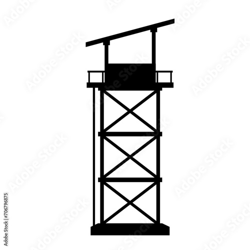 Watchtower silhouette vector. Guard tower silhouette can be used as icon, symbol or sign. Guard post icon vector for design of military, security or defense