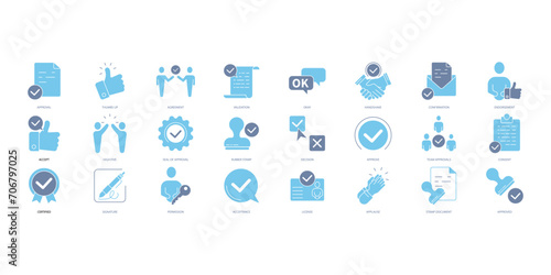 Approval icons set. Set of editable stroke icons.Vector set of Approval