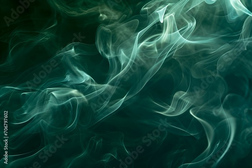 Abstract Green smoke on a dark background. Texture