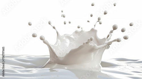 Milk drops and splashes isolated on white background.