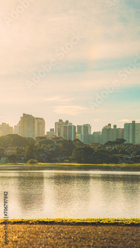 city skyline at sunset