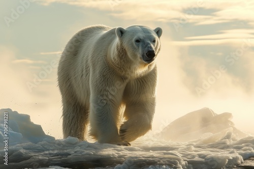 Polar Bear in the arctic habitat Generative AI © Phichitpon