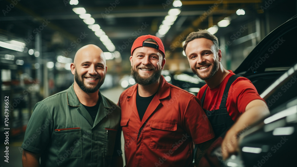 Men working at a car manufacturing plant Men working at a car manufacturing plant