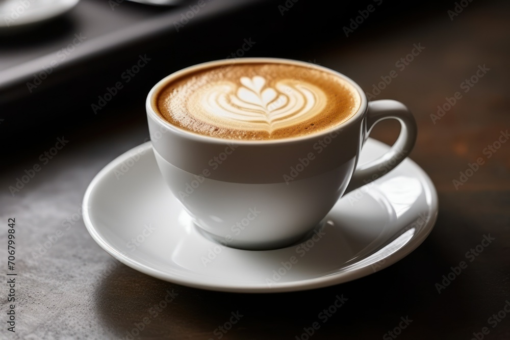 Delicious hot coffee in a cup on the table Delicious hot coffee in a cup on the table
