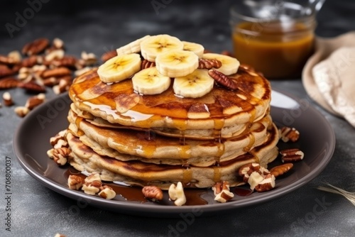 Delicious Banana Pancake with syrup