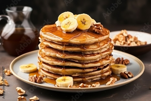 Delicious Banana Pancake with syrup