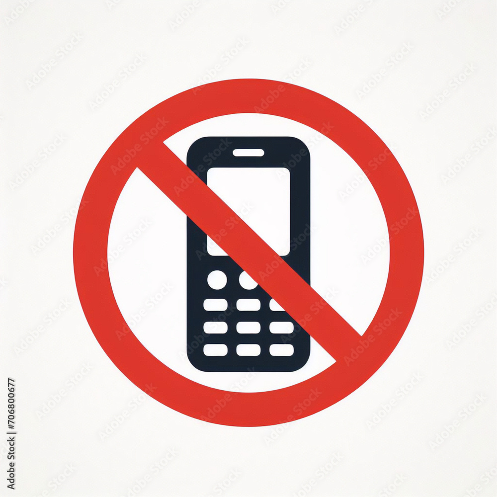 Warning sign no cell phone, not allowed calls. No Prohibition sign