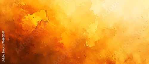 A vibrant abstract painting featuring a blend of yellow and amber hues against a bold orange background, evoking feelings of warmth and energy