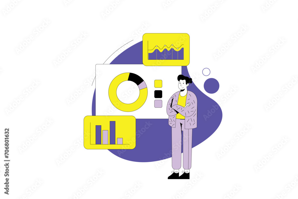 Man Stands in Front of a Market Rise Graph | Creative Data Analyst Man Stands in Front of a Market Rise Graph | Creative Data Analyst