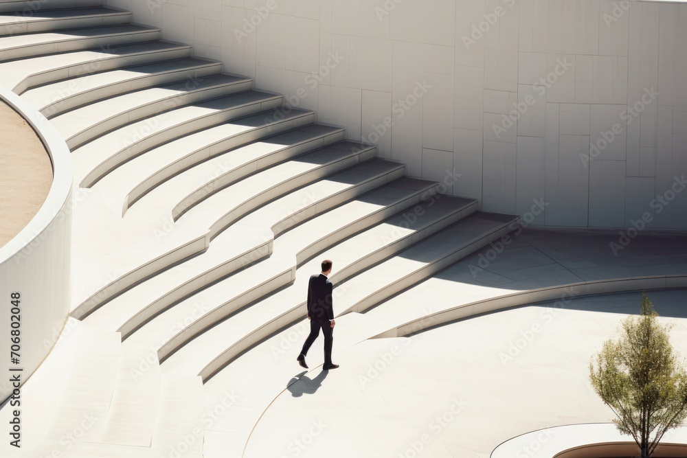 person walking on the stairs and business success person walking on the stairs and business success