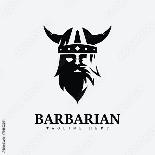 barbarian silhouette character template logo illustration