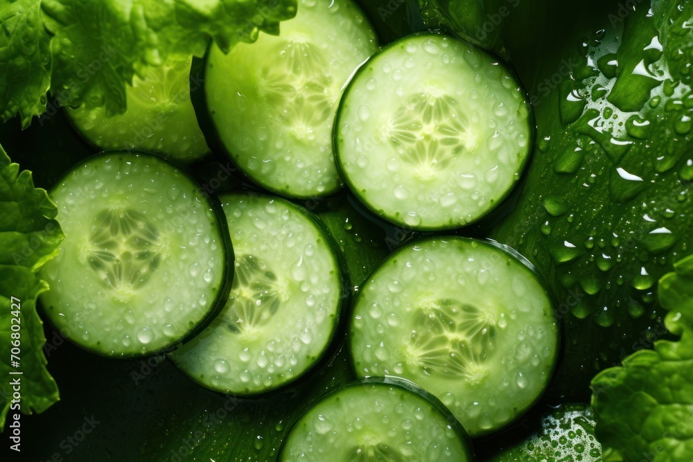 Sliced cucumbers, fresh garden cucumbers, organic cucumbers Sliced cucumbers, fresh garden cucumbers, organic cucumbers