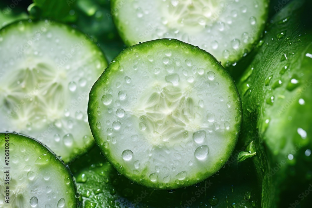 Sliced cucumbers, fresh garden cucumbers, organic cucumbers Sliced cucumbers, fresh garden cucumbers, organic cucumbers