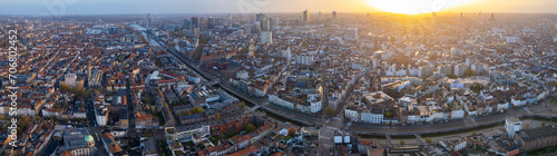  Aerial view around the city Brussels in Belgium on a sunny morning in late autumn.