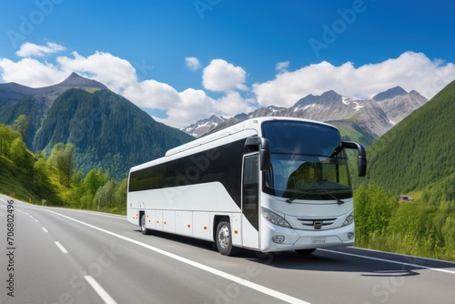 Touristic coach bus on highway road