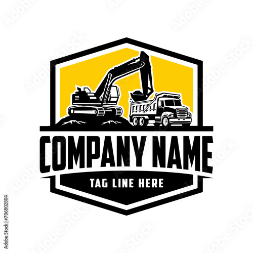 Exavator, Truck company  logo vector image