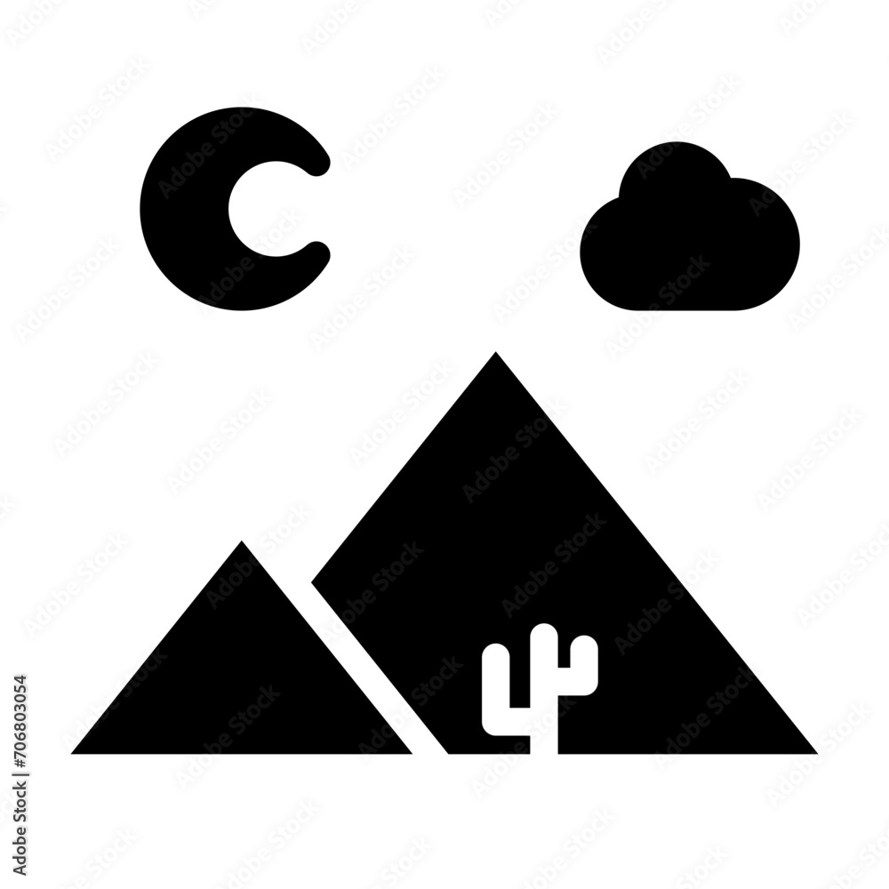 Desert night sky vector line icon Desert night sky vector line icon