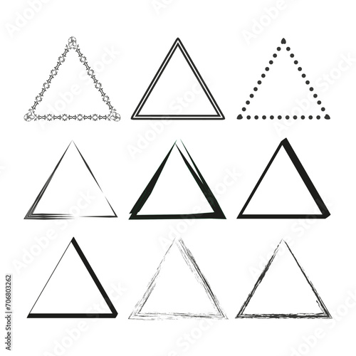 Brush paint ink triangle shaped elements. Vector illustration. EPS 10.