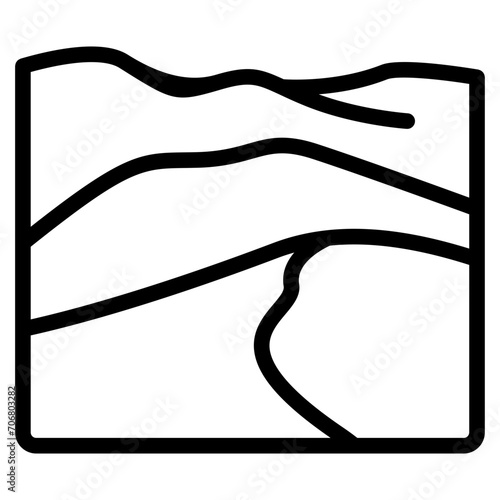 Desert sand dunes vector line icon