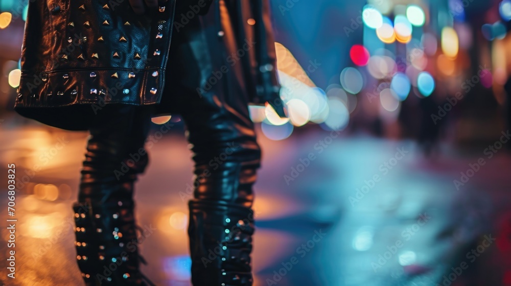Channel your inner rockstar with a studded leather trench coat, paired with a band tee, leather pants, and ankle boots.