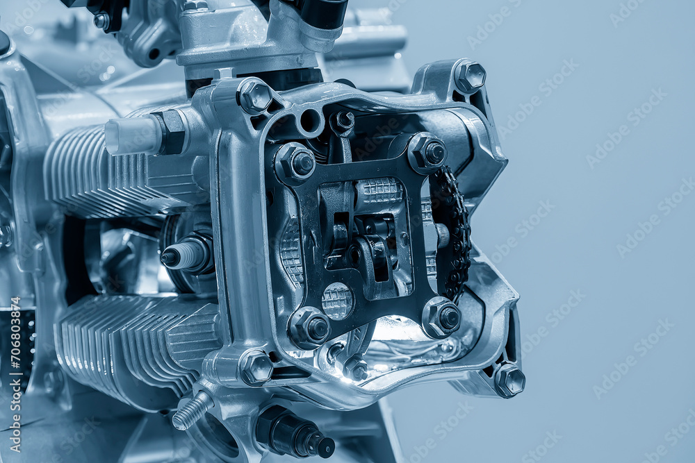 The high technology engine parts assembly process by power spanner. The high technology engine parts assembly process by power spanner.