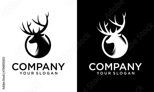 Creative deer head circle logo icon design vector