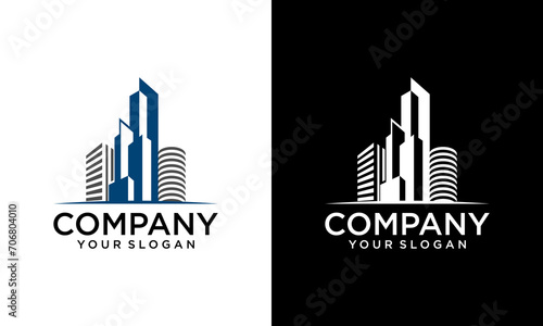 Creative Building logo for construction company, printing with modern concept Premium Vector. Real Estate Logo, house logo and building logo icon. design template vector illustration