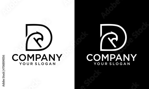 Creative letter D eagle head logo, Letter D Eagle Head logo, eagle logo with simple design illustration, letter d logo and bird icon