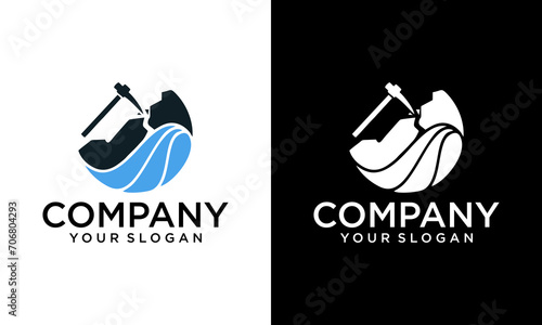 Half circle crescent mining design logo.vector illustrations,symbols,design templates