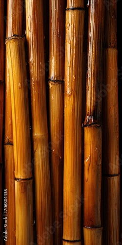 Bamboo Wood Pattern Background Texture - Bamboo Background with Parallel Lines of Bamboo Wood offering a Sense of Tranquility and Nature created with Generative AI Technology