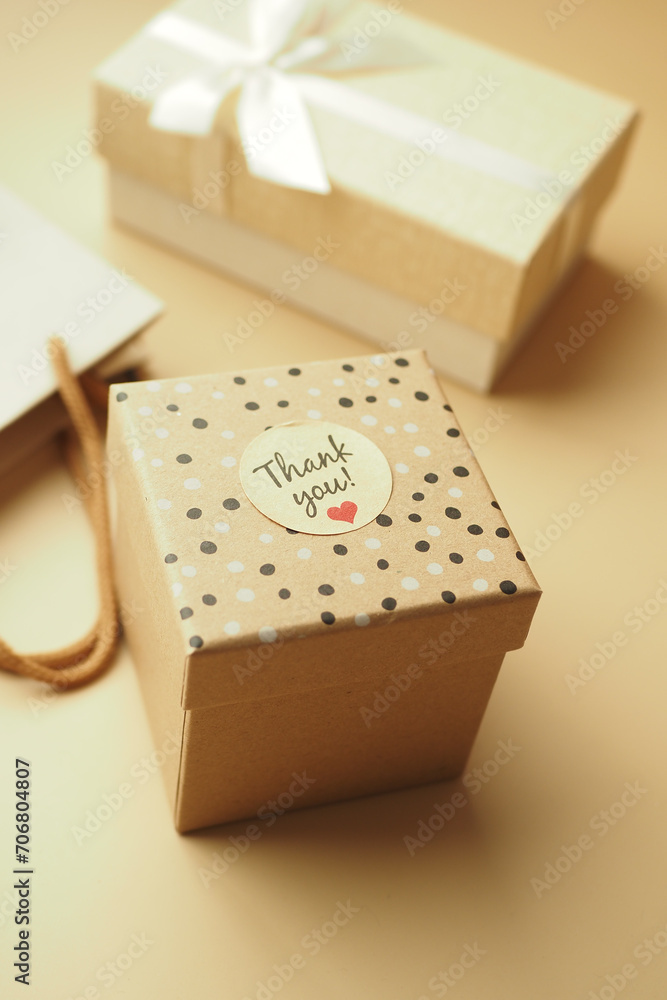 Obraz premium thank you sticker on a gift box 