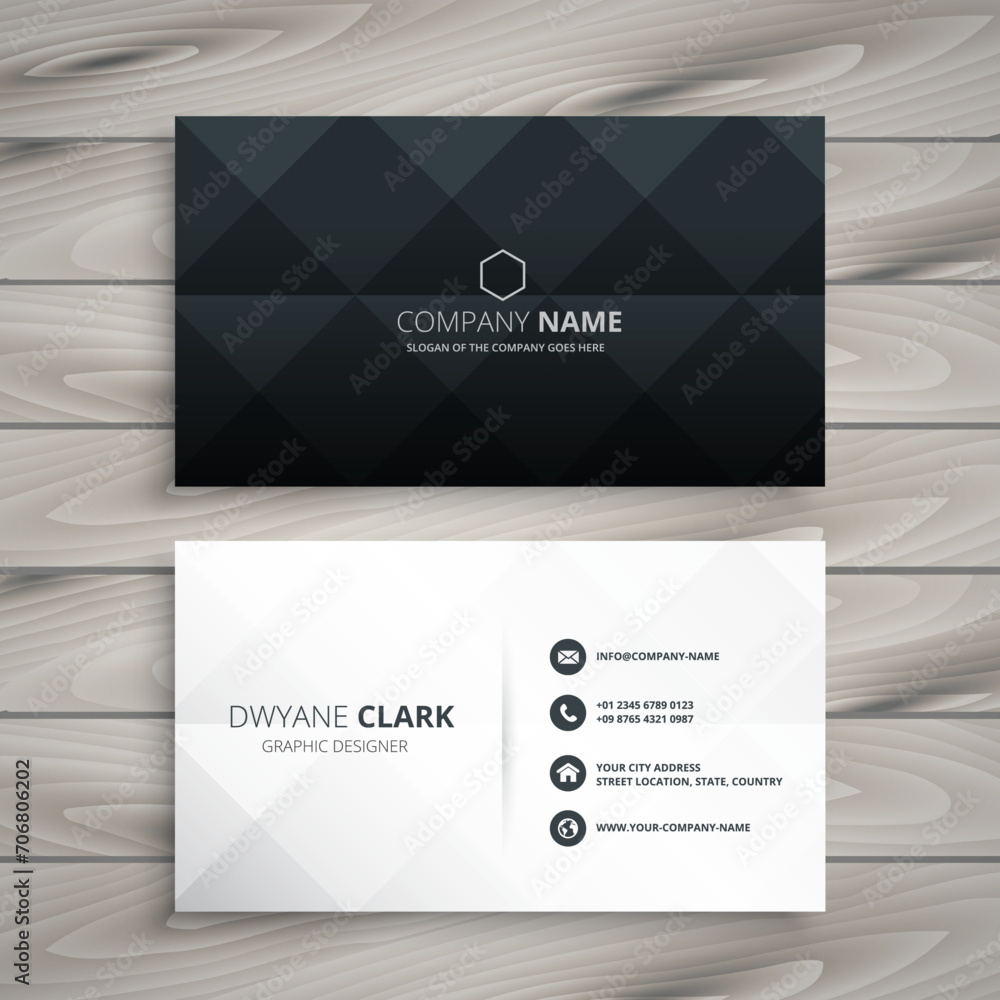 Business card with logo and place for text on dark and white 3d background 