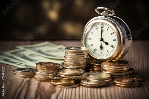 時計とコイン投資のイメージ