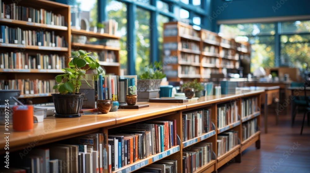 Library with lots of shelves and books