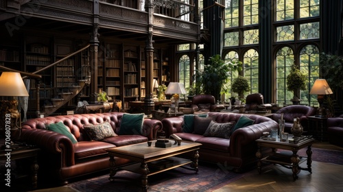 comfortable and luxurious library