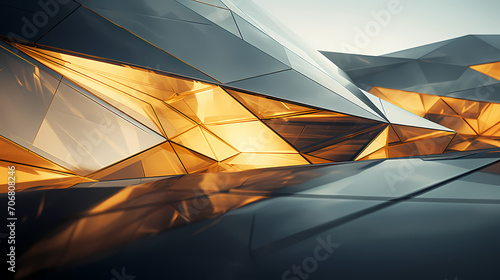 Abstract polygonal and glass building exterior design