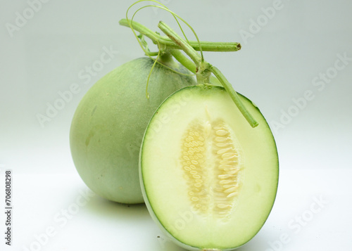 Hydroponic melons with various types of melons that are ready to be harvested and sold