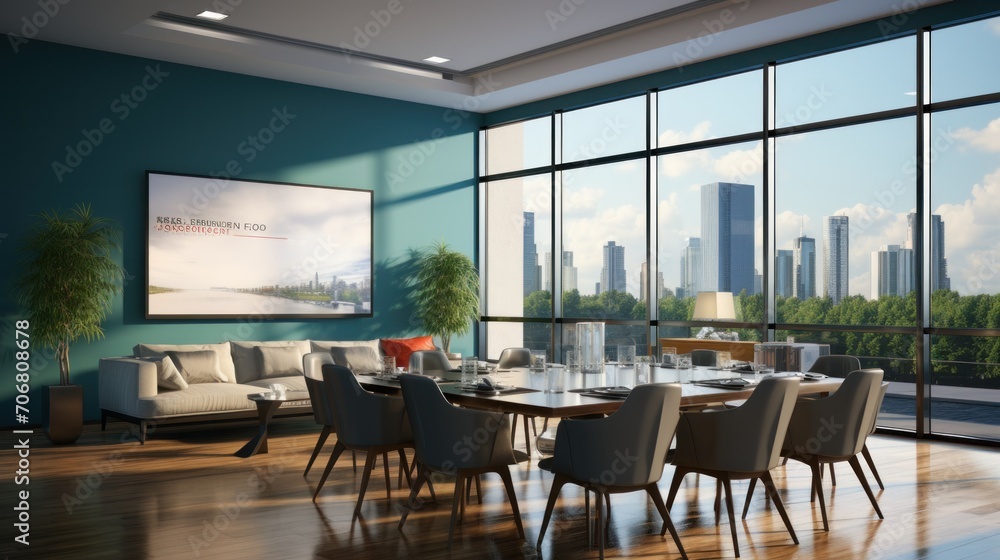 Presentation projector screen in interior conference room for Business meeting in office Building