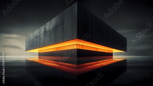 Abstract polygonal and glass building exterior design