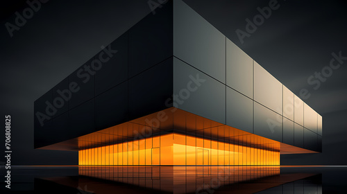 Abstract polygonal and glass building exterior design