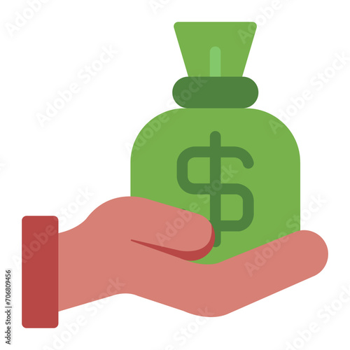 Hand Donation with money bag icon