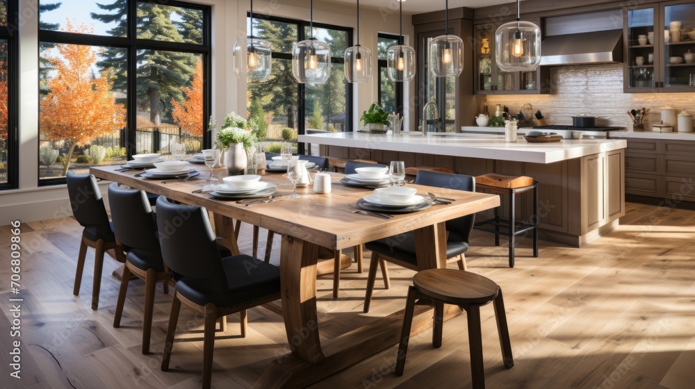 Modern home dining room with elegant place settings Modern home dining room with elegant place settings