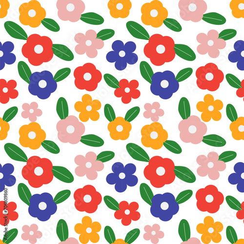 Fototapeta Naklejka Na Ścianę i Meble -  Seamless pattern with hand drawn flower. Background for textile, wrapping paper,fashion, illustration.